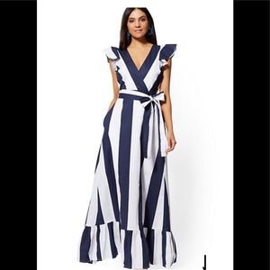 Striped Flounce Maxi Dress